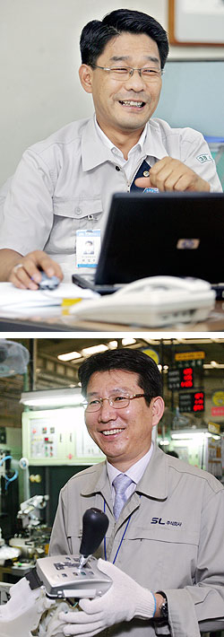 ▲ (위로부터)최섭우 삼보모토스 원가경영팀장, 김정현 SL이사 겸 진량공장장.