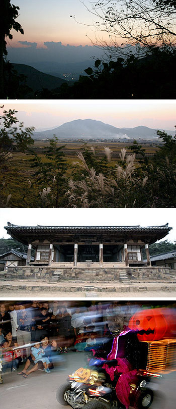 ▲ 석양에 물든 비슬산, 비슬산 억새, 도동서원 중정당, C＆우방랜드 할로윈 축제(사진 위로부터).