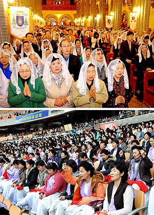 ▲ 부활절을 맞은 23일 천주교 대구대교구 계산 주교좌성당을 찾은 신자들이 