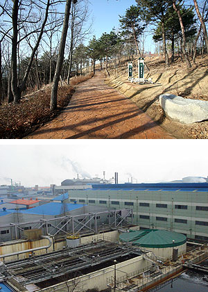 ▲ (사진 위)구미4단지 내 도시자연공원인 해마루공원.제공=한국수자원공사. (사진 아래)시화공단 내 환경오염의 주범으로 비판받았던 염색공단은 업체와 조합이 앞장서 대기, 수질, 악취오염을 획기적으로 줄였다.