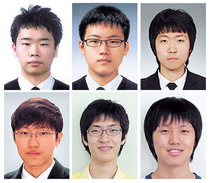 왼쪽부터 시계방향으로 김창준(시지고), 한다빈(〃), 권수현(경북고), 허준석(대구과학고), 김재윤(〃), 박기석(경북고)군.