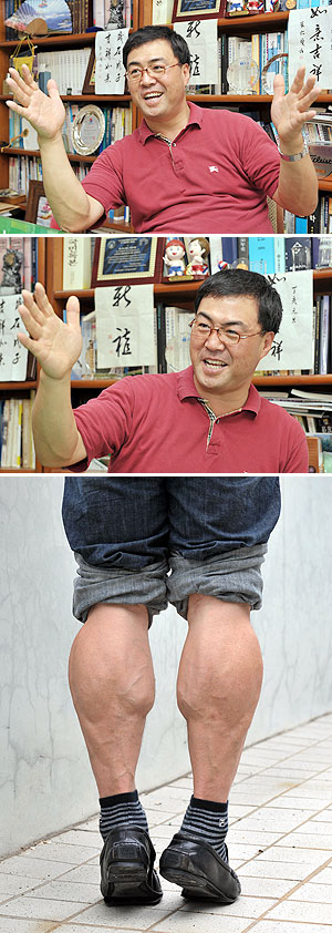 ▲ 단단하기로 유명한 이만기씨의 종아리.