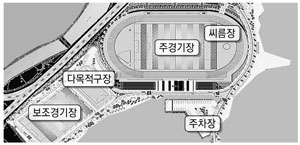 울릉도 서면 태하리에 건립될 울릉군 공설운동장 조감도.