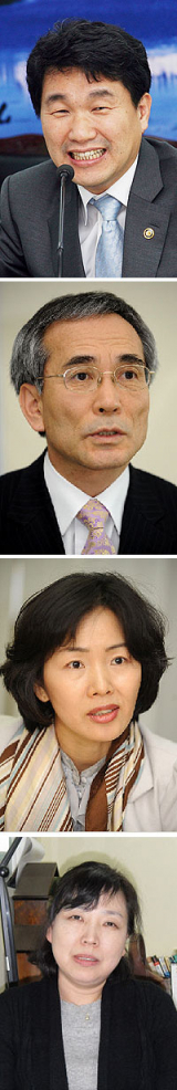 ▲ (사진 위로부터)이주호 교육과학기술부 제1차관, 이병옥 대구시 교육정책국장, 박성애 전국교직원노동조합 대구지부 수석 부지부장, 김정금 (사)참교육을 위한 학부모회 정책실장.