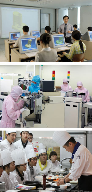 지역 전문대학들이 취업률을 높이기 위해 기업 수요에 맞춘 특성학과 신설과 현장 실무 능력을 키울 수 있는 교육 시스템 개발에 앞다퉈 나서고 있다.