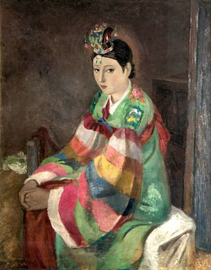 작가 : 이쾌대 제목 : 무희의 휴식 재료 : 캔버스에 유채 크기 : 116.7×91㎝ 연도 : 1937년 10월 소장 : 개인(이한우) 소장?