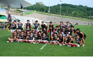 대통령기 전국 종별럭비선수권대회 3년 연속 우승을 차지한 경산고 럭비팀. 경북럭비협회 제공