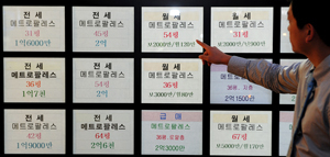 수성구 이마트 인근의 중개업소 게시판에는 월세광고가 전세광고를 밀어내고 자리를 차지하고 있다.