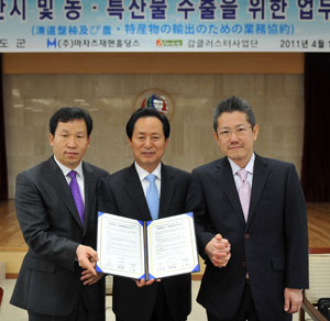 청도군은 11일 군청 대회의실에 감클러스터사업단, 일본 마자즈 재펜홀딩스와 청도반시 및 농특산물 일본 수출을 위한 업무협약을 체결했다.