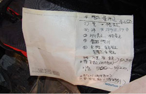 십자가 시신이 발견된 1일 김 씨의 텐트 안에서 발견된 일명 