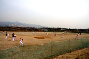 대구 수성구 매호동 둔치에 마련된 수성구 리틀야구단의 전용구장.