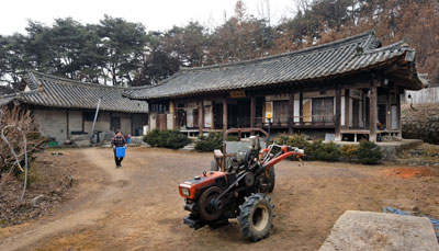 녹문리 고병숙 고택(고병익 서울대총장 생가) 사랑채인 녹파정사 의 우물정(井)자형 천장. 이는 왕실 천장에만 사용하는 치장으로 알려져 있다.
