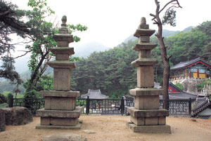 보물 제1388호인 용암사 쌍3층 석탑.