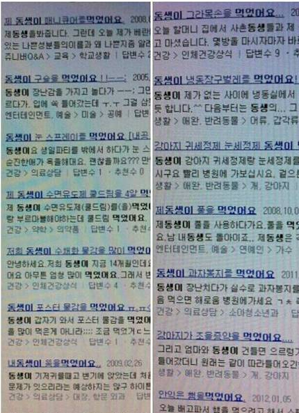동생이 못 먹는 것 
