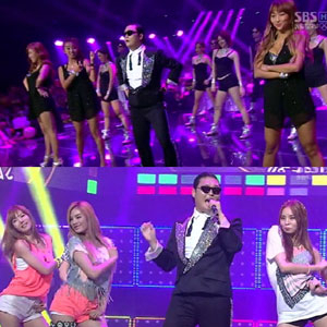 싸이 무대 걸그룹 총출동 