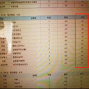 김지수 대학 성적표 