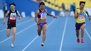 13일 대구스타디움에서 열린 제93회 전국체전 육상 여고부 100m 결승에서 이선애(대구체고