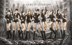 최근 밀리터리 룩을 입고 무대에 서고 있는 소녀시대.