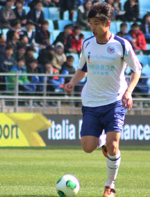 이달 2일 울산과의 개막전에서 올 시즌 K리그 클래식 개막 축포를 쏘아 올린 대구FC의 신인 공격수 한승엽. 대구FC 제공