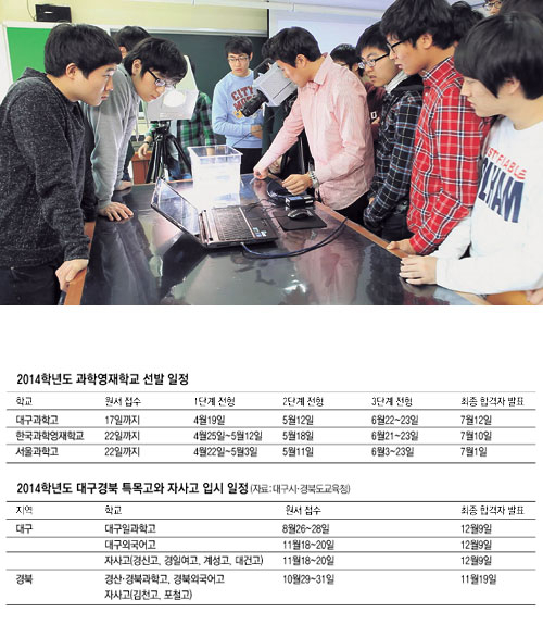 고교 유형이 다양해지고 그에 따라 교육과정도 달라지면서 학생 진로와 적성에 맞는 고교 선택의 중요성이 높아지고 있다. 과학영재학교인 대구과학고 학생들의 물리실험 수업 모습. 매일신문 자료 사진