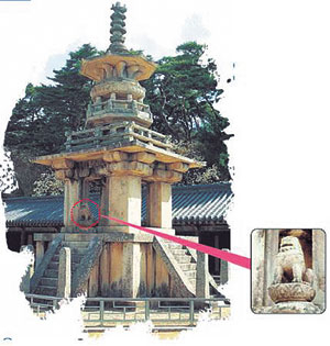 경주 불국사 다보탑 3층 기단 돌사자 4마리 중 3마리가 1909년쯤 해외로 반출된 것으로 추정된다.