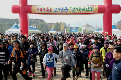 2일 고령 대가야농촌문화체험특구에서 열린 제3회 고령군 걷기대회에 전국에서 3천여 명이 참가해 고령군의 문화유적과 아름다운 가을 풍경을 즐겼다. 김도형기자 kdh0226@msnet.co.kr