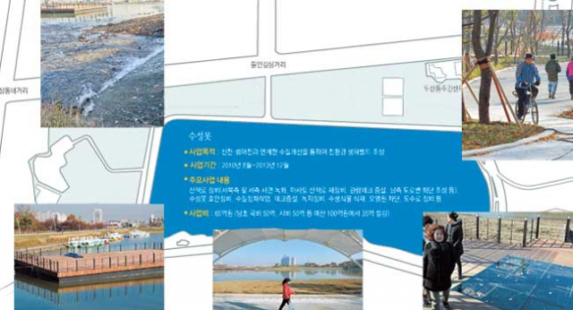대구 신천∼수성못∼범어천을 잇는 생태벨트 조성사업이 마무리 단계에 접어들고 있는 가운데 12일 수성유원지 동쪽 못 둑에 설치된 생태 관찰 데크를 따라 시민들이 산책을 즐기고 있다. 우태욱 기자