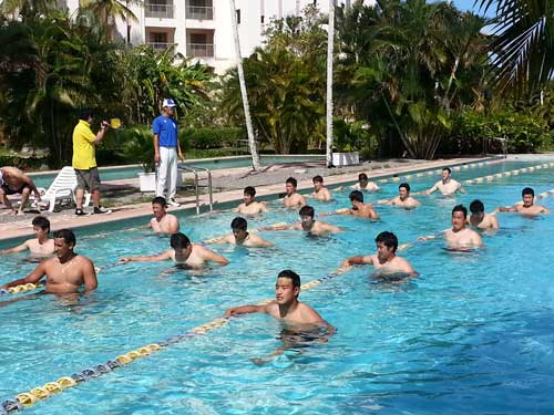 2013년 통합 3연패의 전초기지가 된 괌 전지훈련캠프에서 훈련하고 있는 삼성 선수들. 삼성 라이온즈 제공