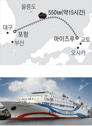 3월 10일부터 4일간 한 일 공동 시험운항을 실시하는 이스턴드림호.