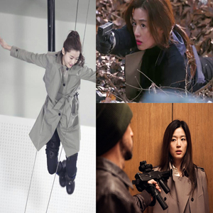 전지현 액션 트렌치코트 