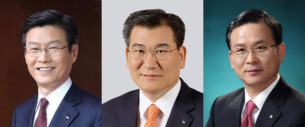 하춘수 전 DGB금융지주 회장, 박인규 DGB금융지주 회장, 이동건 우리은행 수석부행장(왼쪽부터).