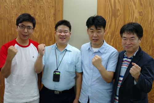 왼쪽부터 디이씨코리아 박상환 기획팀장과 곽준영 대표이사, 제노아이 오철우 부사장, 네오스웰 최일곤 대표. 두나소프트 이현직 대표는 일정상 사진 촬영에 참석하지 못했다.