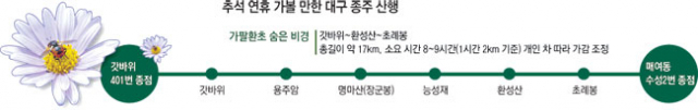 1.초례봉 낙탕봉 능선 2.명마산(장군봉) 3.꿩의다리 4.어수리