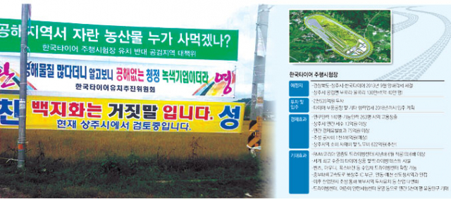 한국타이어 주행시험장과 연구소가 들어설 예정인 상주 공검면 일대에 최근 사업유치에 대한 찬