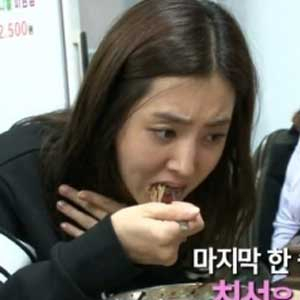 한채아 폭풍 먹방 사진. KBS 인간의 조건 방송캡처