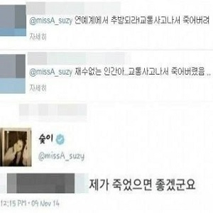 수지 악플러 사진. 트위터 캡처