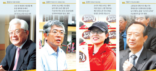 문경으로 살러 오는 이들이 많다. 문경이 그만큼 좋다는 얘기다. 문경에 터를 잡은 홍철 대구가톨릭대총장, 김홍락 전 볼리비아 대사, 김경란 문경오미자김 대표, 지홍기 전 영남대 부총장.