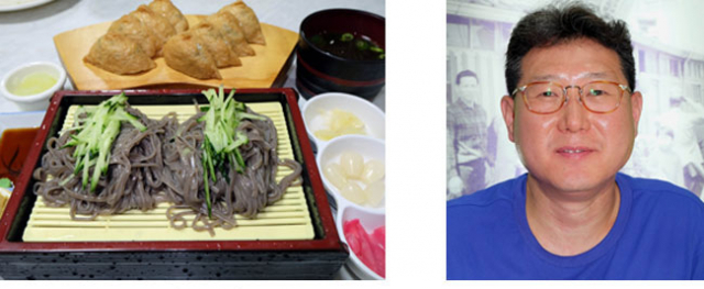 여름철 미림에서 특히 인기있는 메뉴인 모밀정식. 시원한 모밀국수와 유부초밥이 함께 나온다. 나성현 미림 대표 겸 주방장.