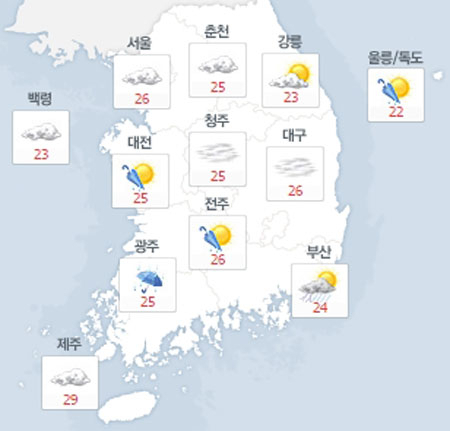 사진. 네이버날씨 (오전 8시 현재)