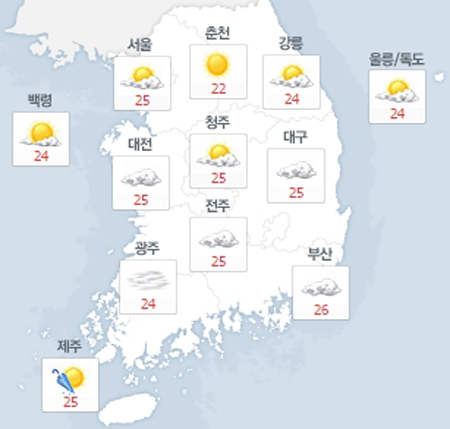 사진. 네이버날씨(오전 8시 현재)