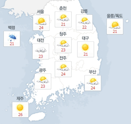 사진. 네이버날씨(오전 8시 현재)