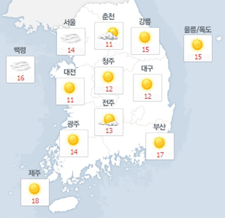 사진. 네이버날씨(오전 8시 현재)