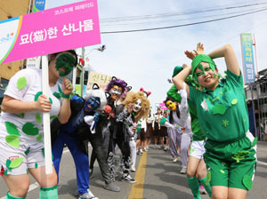 지난해 열린 제10회 영양산나물 축제 중 코스프레 퍼레이드 모습.