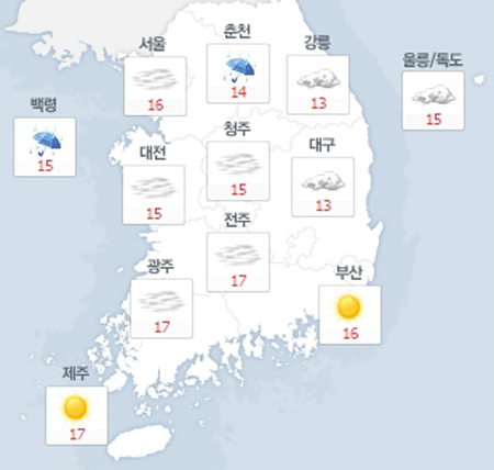 사진. 네이버날씨(오전 8시 현재)