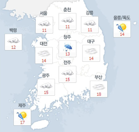사진. 네이버날씨(오전 8시 현재)