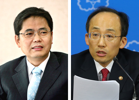 곽상도 전 청와대 민정수석(왼쪽)과 추경호 국무조정실장. 매일신문DB