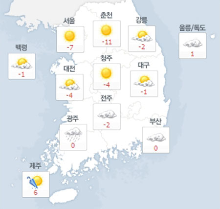 사진. 네이버날씨(오전 8시 현재)