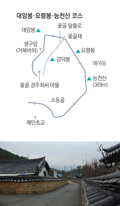 옻골 경주 최씨 마을 전경.