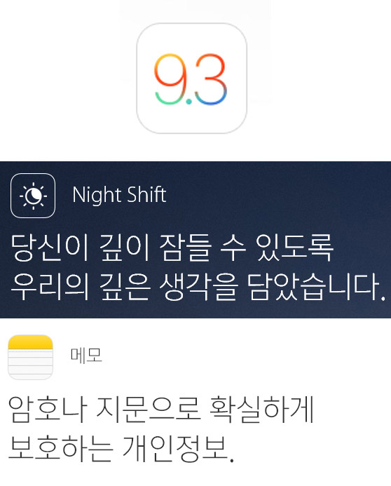 사진. 애플이 ios9.3 정식 버전을 배포됐다. 애플 홈페이지 캡쳐.
