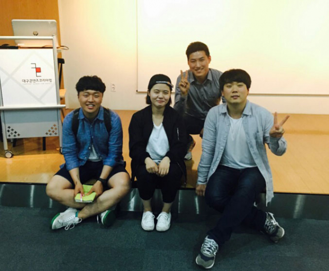 대학생문화연구소 반디 회원들의 모습. 왼쪽부터 박성진(21) 운영팀장, 최효린(24) 수석기획팀장, 정대현(29) 사무국장, 김인호(28) 대표. 반디 제공